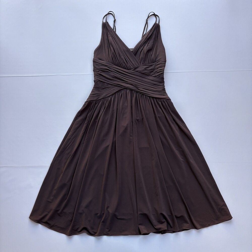 BCBG MAXAZRIA Y2K Women’s Small Brown Sleeveless Dress Ruched Whimsical Fairy
